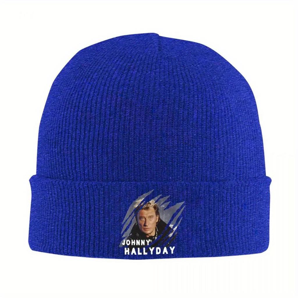 Pop-Sänger Johnny Hallyday Strickmütze Beanie Wintermütze Warm Unisex Lässige Kappen Unisex Damen Geschenk