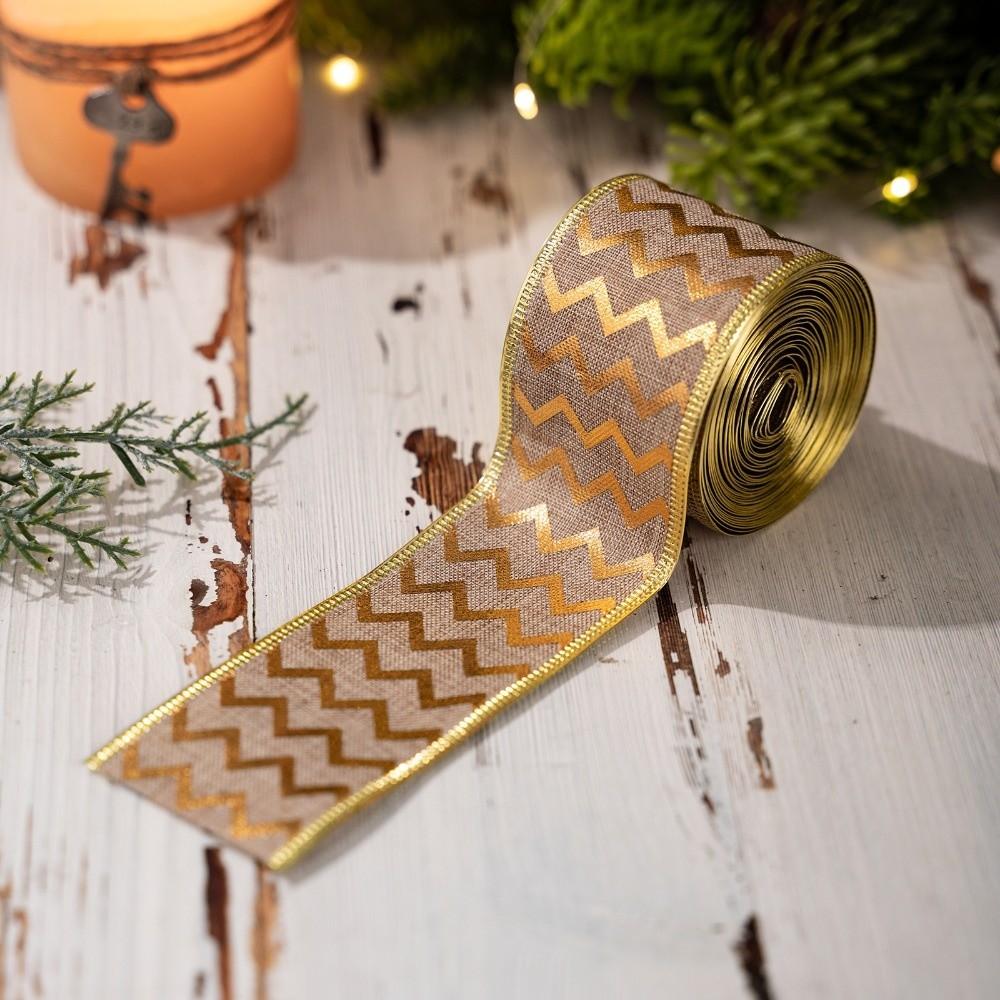 New Gold Christmas Bow Ribbon Atmosphere Layout Elegant Christmas Tree Ribbon DIY Packaging Decoration Ribbon Xmas Gift