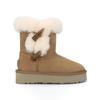 Women's Cow Horn Buckle Fashion Lightweight Soft Sole Winter Warm Fur One Snow Boots Padded Lining Non-slip Casual Sports Cotton Boots