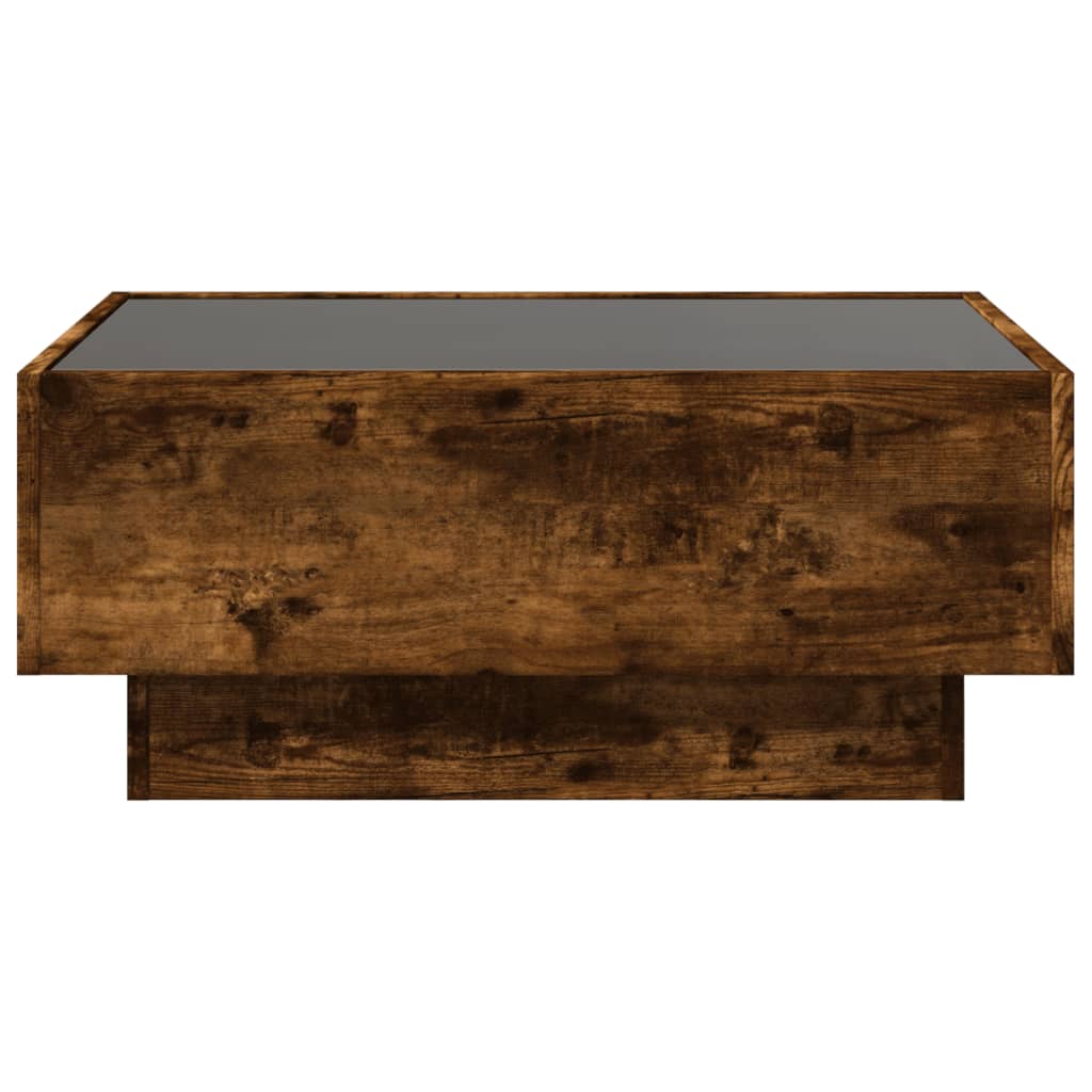 LED Coffee Table Smoked Oak 70 x 50 x 30 cm Particleboard