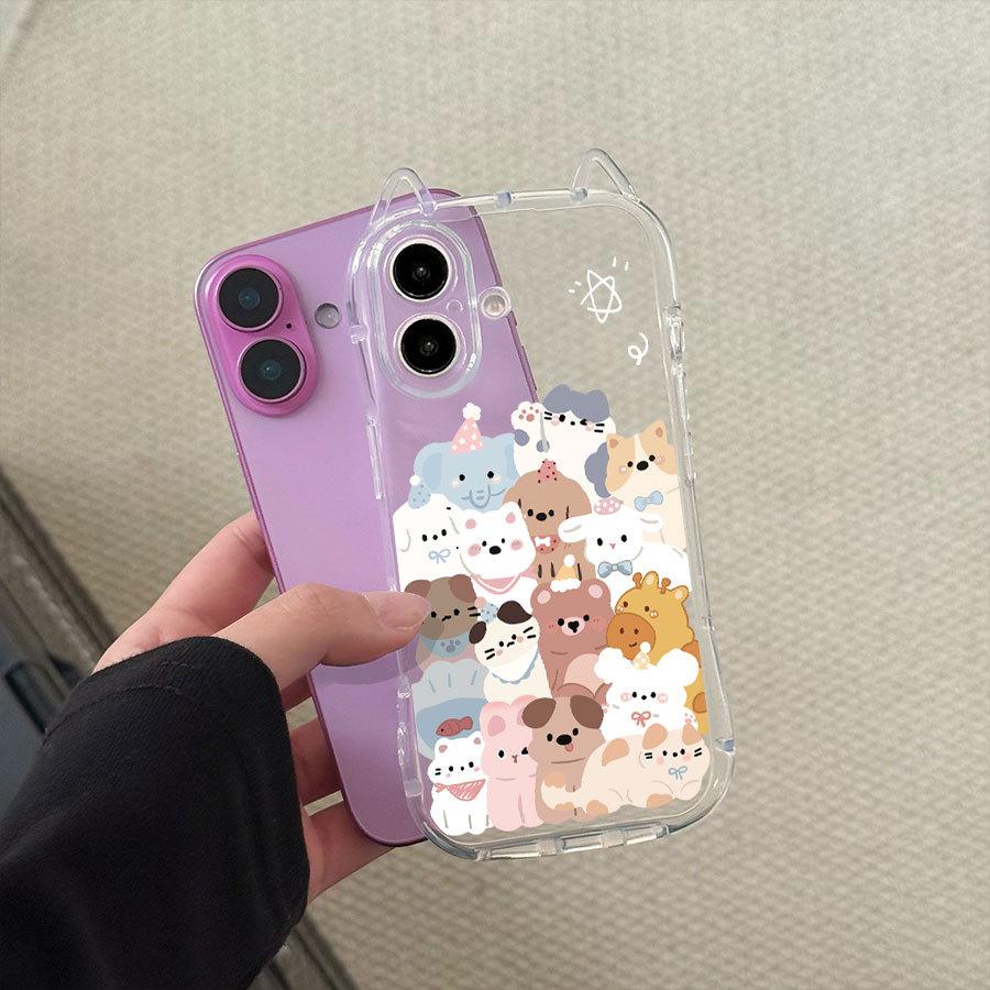Small animal cartoon for Apple 11 11promax cat ears mobile phone case new popular 11 11 transparent 11