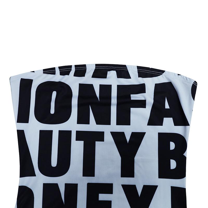 Damenmode Buchstaben-Print Oberteil Brust Slim-fit Hüftbedeckend Langes Kleid