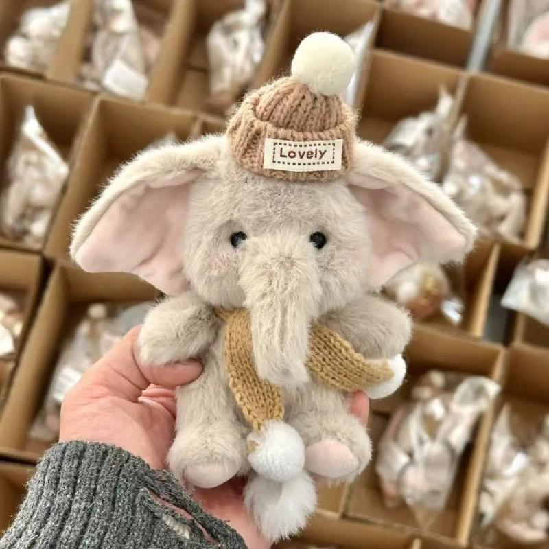 Niedlicher grauer Elefant Plüsch Schlüsselanhänger Weiches Stofftier Tasche Anhänger Autoschlüssel Anhänger Rucksack Dekoration Geschenk