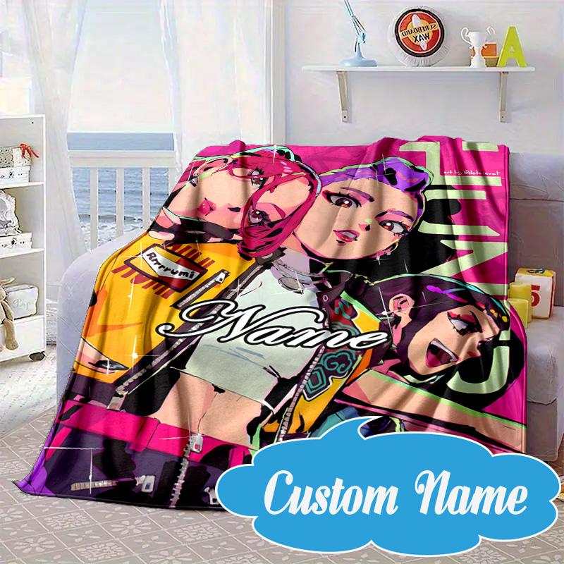 Custom Name Fantasy Night Trio K-Pop Blanket bed sofa Blanket Flannel Blanket for Camping, Hiking, Picnic Essentials,gift for Fan family