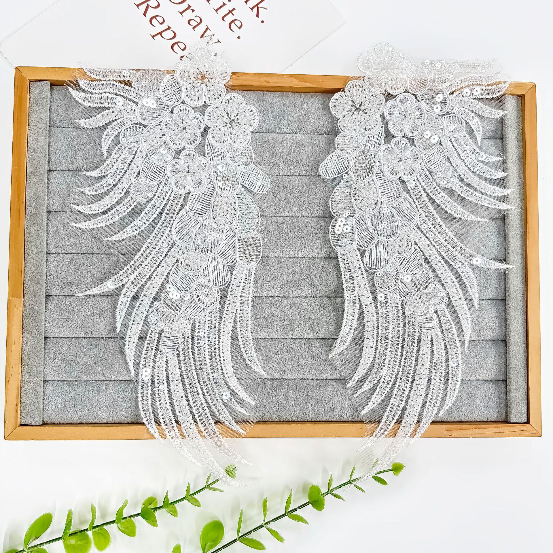 

Mesh Embroidery Flower To Flower, Lace Diy Handmade Accessories Wedding Dress Neckline Accessories H6012 White Bottom