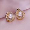 SENIKO Natural Freshwater Pearl Earrings Fashion Leaf Earrings For Women Girl Gift Stud Earrings