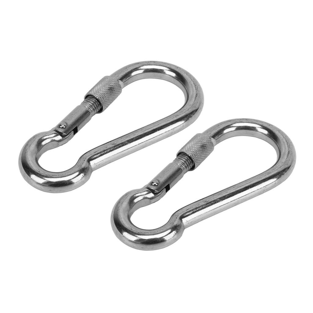 2pcs Stainless Steel Locking Clip Outdoor Camping Locking Buckle for Hiking Hammock Dog Leash Harness