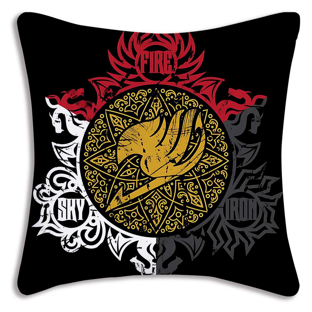 Classic Comics Anime Fairy Tail Pillow Covers Cartoon Sofa Decorative Home Double-Sided Printing Short Plush Cute Cushion Cover