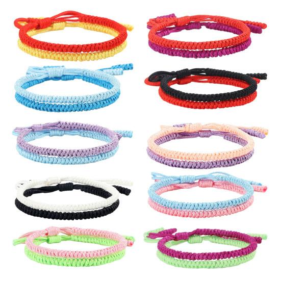 2 Pcs Friendship Bracelets Hand-woven Braided Rope Adjustable Woven Bracelet Symbolic Colors for Meaningful Unity Symbol