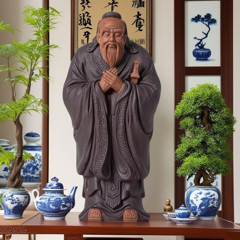 Keramik Historische Figur Konfuzius Statue Chinesischer Philosoph Zuhause, Wohnzimmer, Büro, Arbeitszimmer Dekorative Statuen