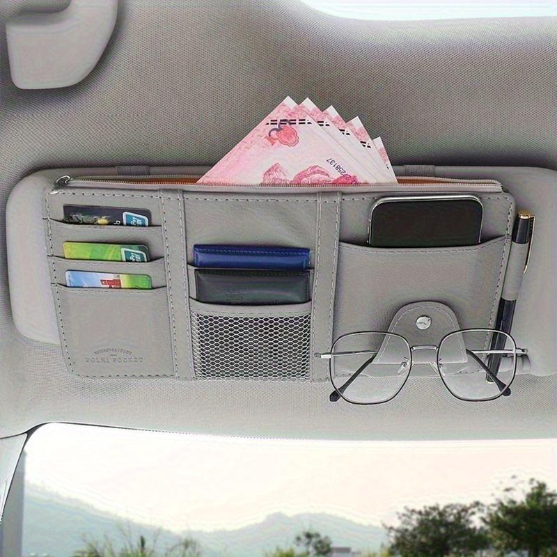 Car Sunshade Storage Clip. Multi Functional Car ID Card and Bill Storage Bag. Glasses and Mobile Phone Storage Hanging Bag