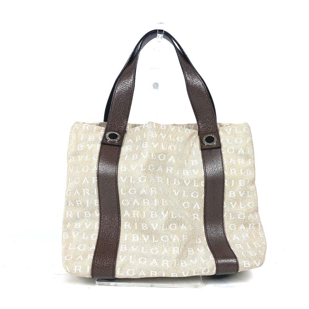 BVLGARI Bag Shoulder Bag Logo mania With porch Tote Bag Canvas/Leather Beige