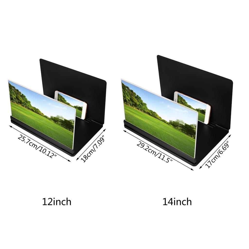 12''/14" Screen Magnifier for Cellphone 3D Magnifying Projector Screen Enlarger Foldable Phone Stand Screen Amplifier