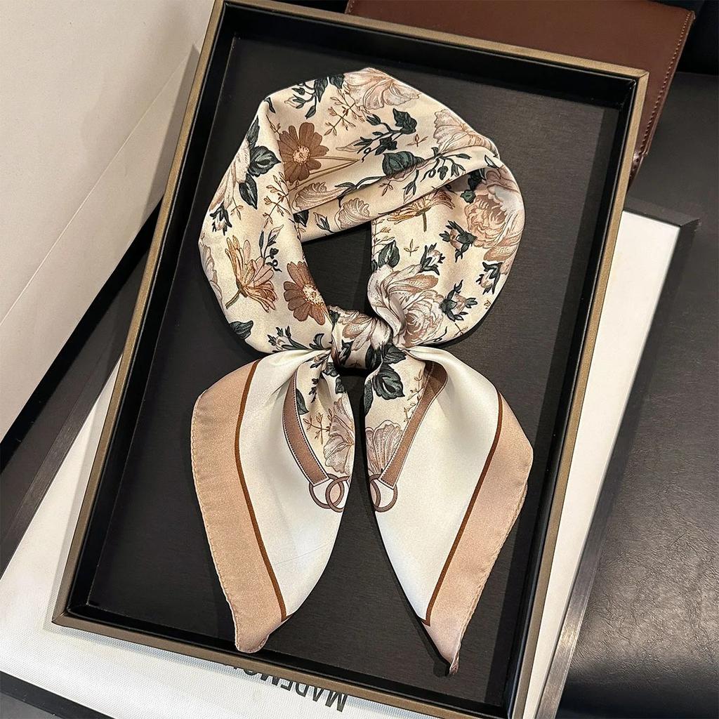 New Paisley Print Silk Scarf For Women Square Hijab Soft Neck Tie Female Fashion Decoration Silk Headscarf 70*70Cm Kerchief