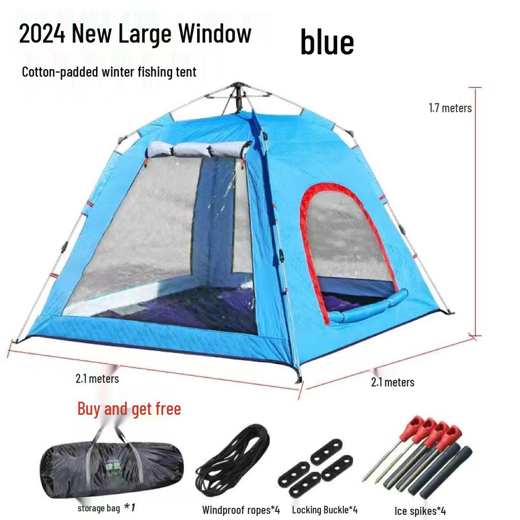 Instant Open Fully Automatic Winter Fishing Tent - No Assembly Needed, Thickened for Warmth and Cold Protection, Ideal for Camping and Ice Fishing.