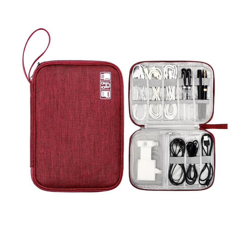 

Electronics Organizer Bag Travel Waterproof Carrying Pouch Bag Universal Cable Organizer Electronics Storage Bag Accessories красный