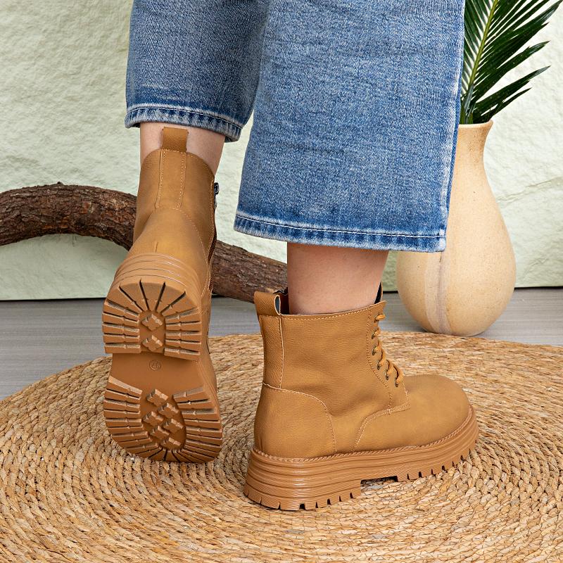 Women's Desert BootsNew Autumn and Winter Yellow Boots British Style High-top Women's Shoes Outdoor Mid-top Work Boots