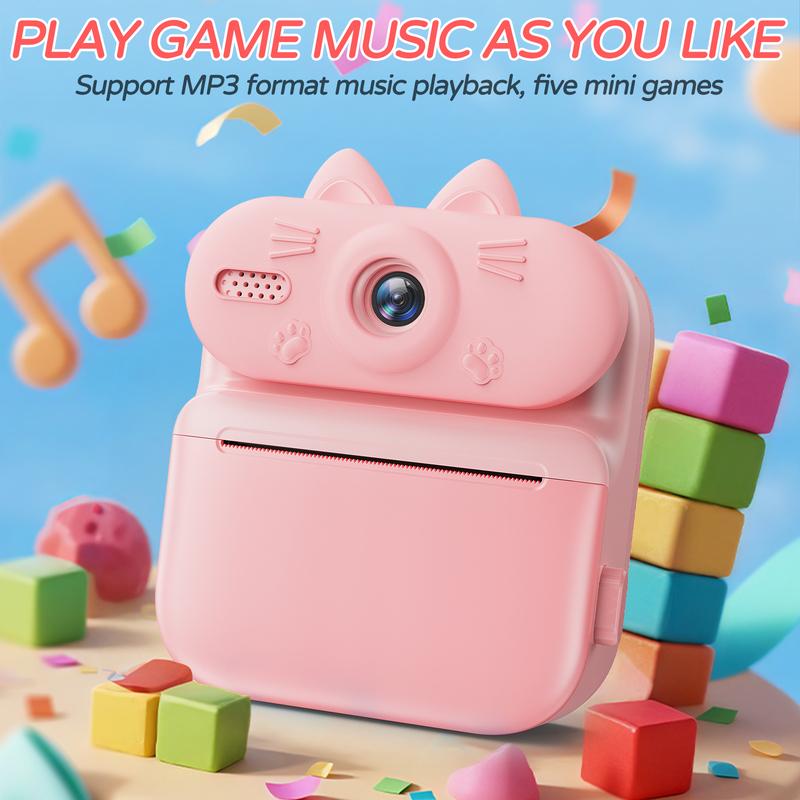 Kids Camera Instant Print 16x Cat Camera With Printing Paper 1080p Rabbit Toy Cameras Christmas Birthday Gifts For Kids