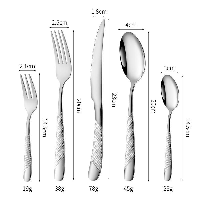 Star Diamond Stainless Steel Gold-Plated Flatware Set: Luxury Knife, Fork, and Spoon for Upscale Dining.