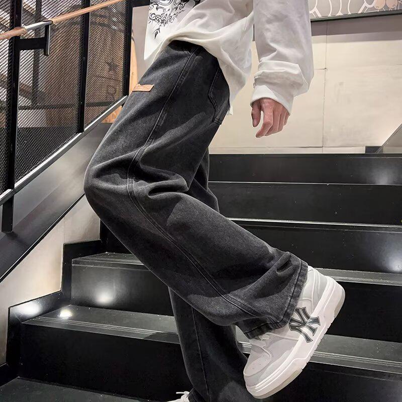 Men's Spring & Autumn Retro Wide-Leg Jeans - Youth Trend Loose-Fit Straight Casual Trousers