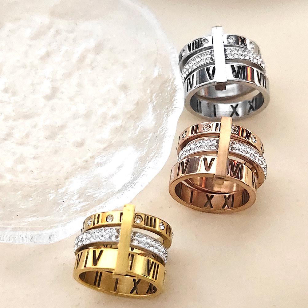 Starry Night European & American 3-in-1 Multi-Ring with Roman Lettering - Trendsetter Fashion Jewelry