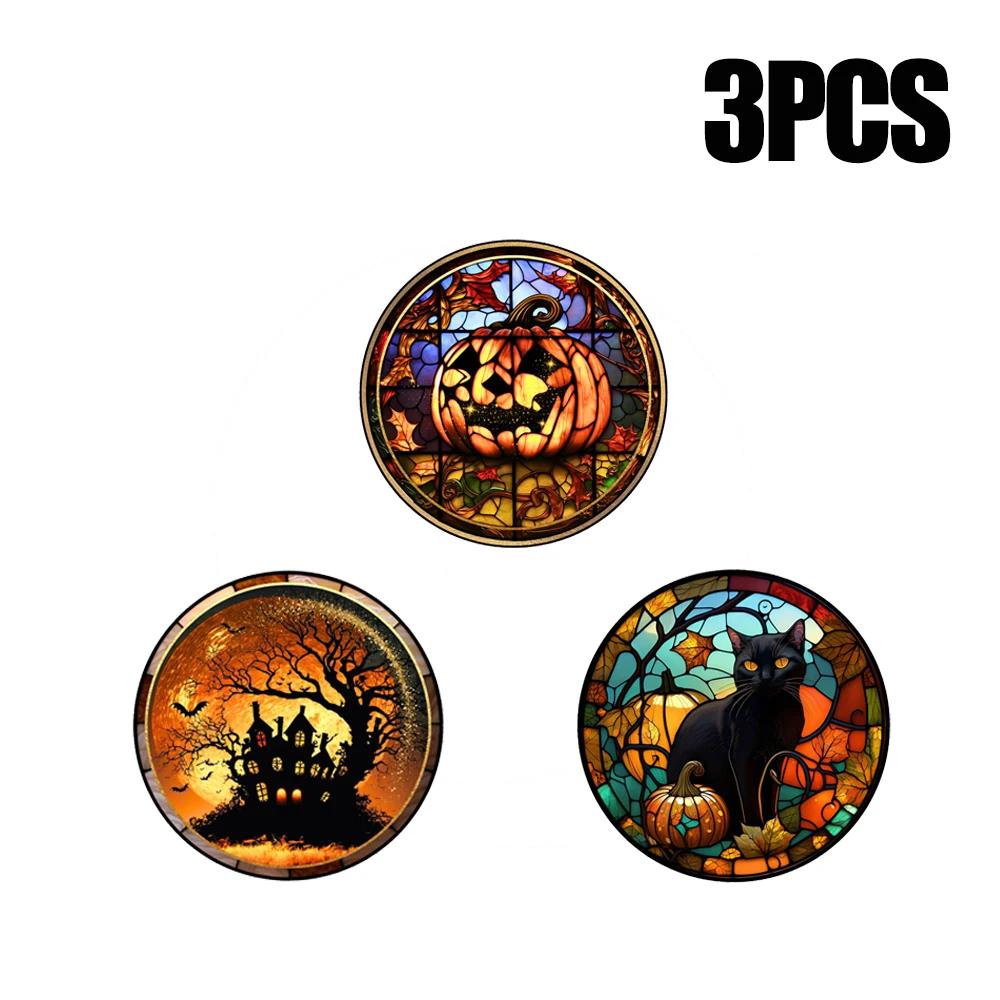 Halloween Pvc Static Glass Stickers Castle Cat Removable Non Adhesive WindowDecals for Party Home Decoration Haunted House Props