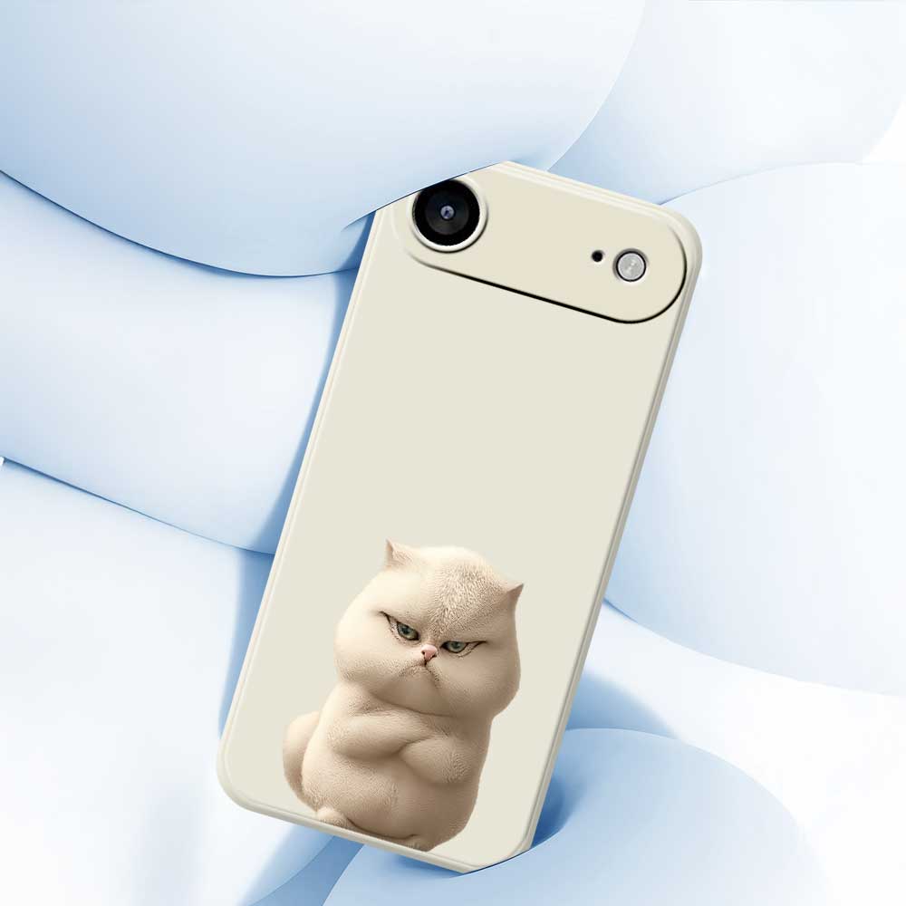 For iPhone 17 Air Case Angry Cat Pattern Printing Straight Edge TPU Phone Back Cover