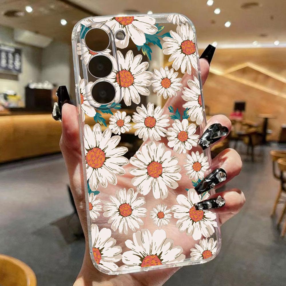 Colorful Watercolor Floral Transparent Phone Case For Samsung Galaxy A55 A54 A13 A14 A32 Clear Soft TPU Shockproof Flower Cover
