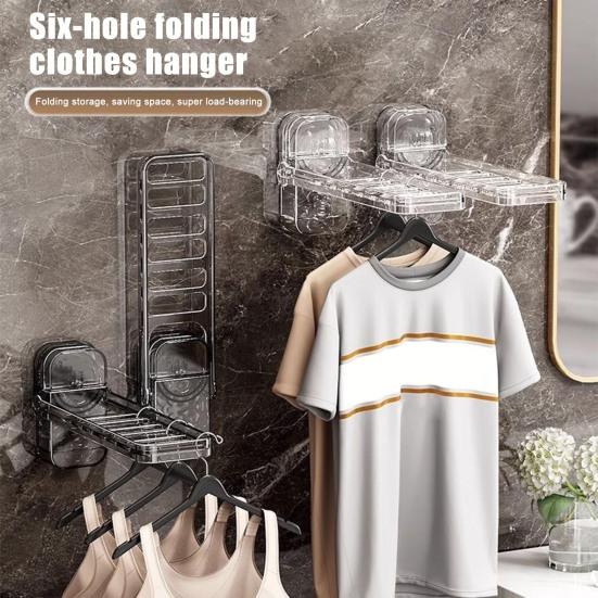 Adjustable Height Coat Hanger Strong Adsorption 5kg Load Garment Hanger Suction Cup Hook Hanger Holds 6 Clothes