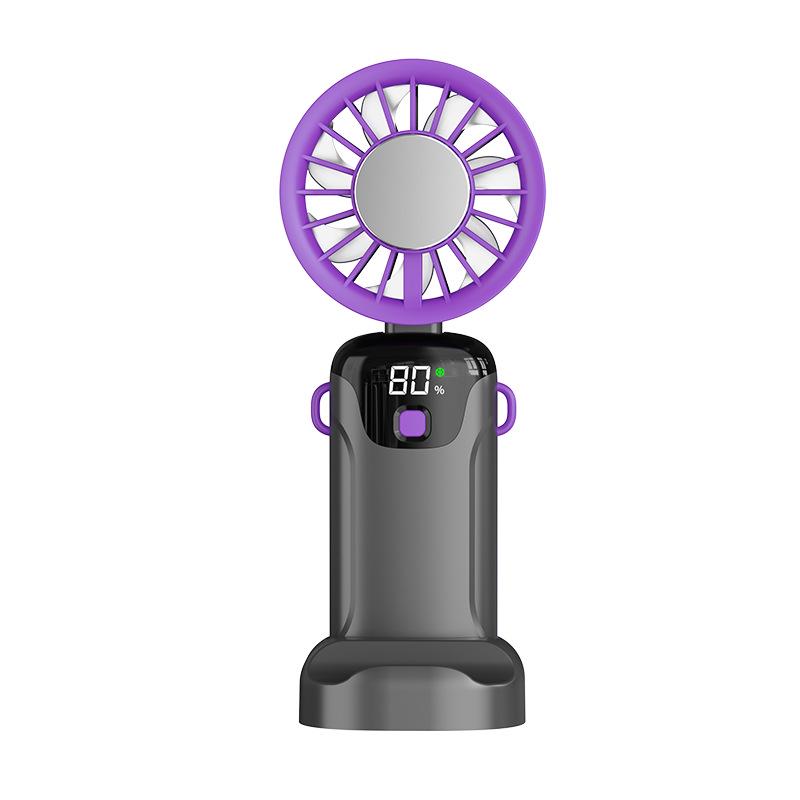 Portable USB Mini Fan with Cooling Ice Pack, Neck-Hanging Design, Digital Display, and Foldable High-Speed Feature for Outdoor Use