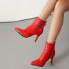 Red Black Women Ankle Boots High Stiletto Heel Big Size 46