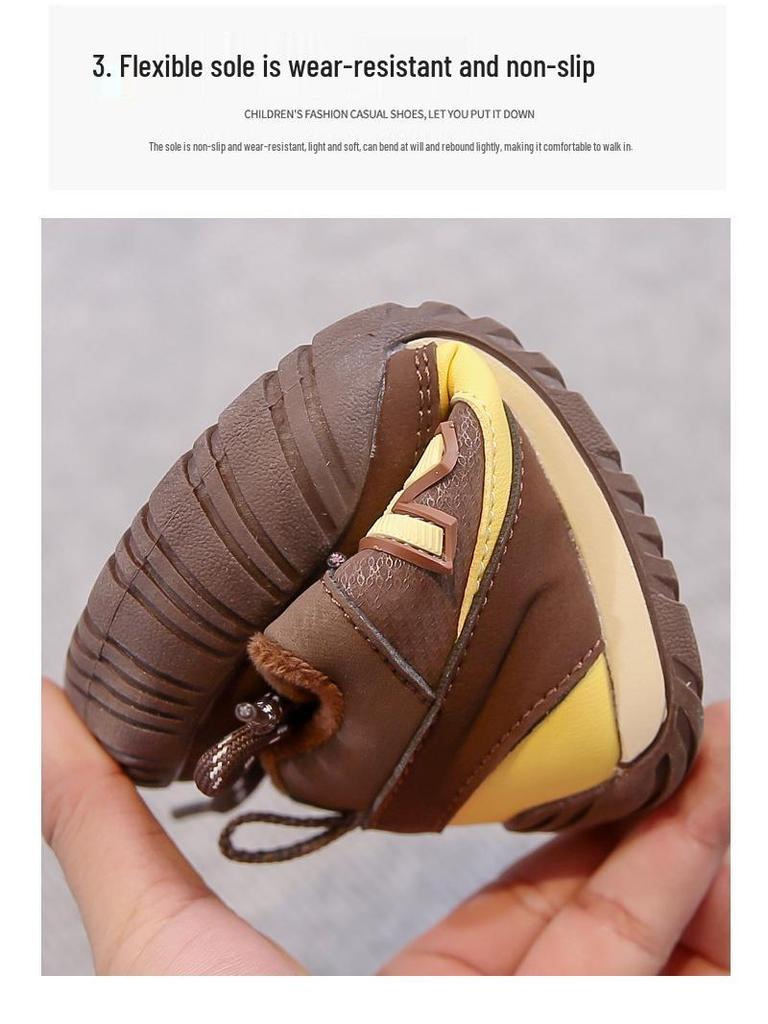 2025 Winter Kids' Sports Shoes: Versatile Boys' Casual with Velvet, Girls' Thin Velvet German Trainers