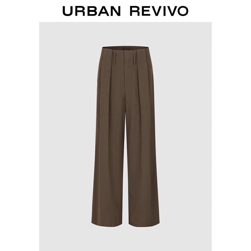 UR 2025 Autumn Retro Elegant Pleated Wide-Leg Pants