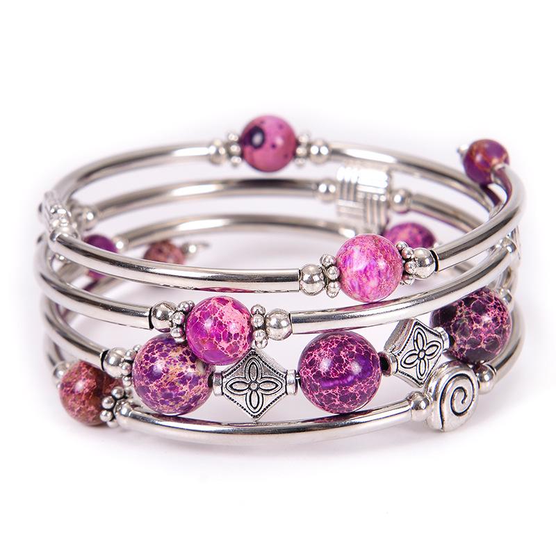 Bohemian Style Natural Turquoise Wrap Bracelet for Women - Multilayer Design