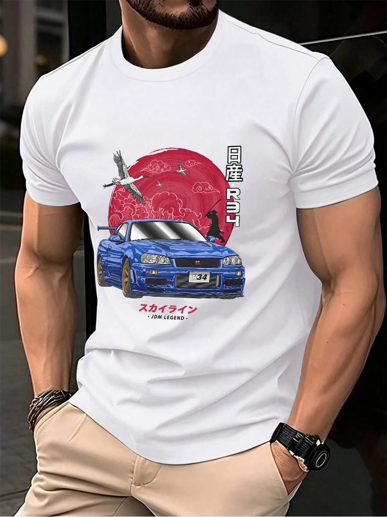 Nippon Jdm Skyline Gtr R34 Prints Cotton TShirts Mens Summer Soft T Shirt Oversized ONeck Short Sleeve Tops Basic Male Clothes