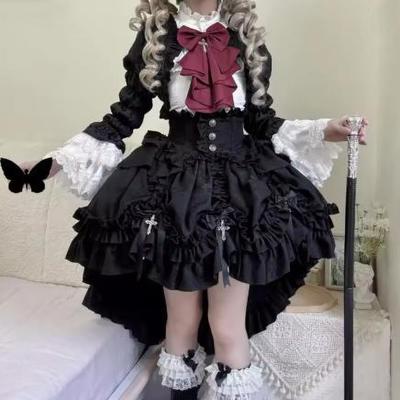 Gothic Lolita Dress Set Punk Style Y2k Evening Party Dresses Vintage Elegant Cosplay Women