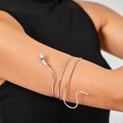 Braccialetto a spirale in metallo per braccio superiore, a spirale, a serpente, regolabile, aperto, per donne, fidanzate, mogli, figlie