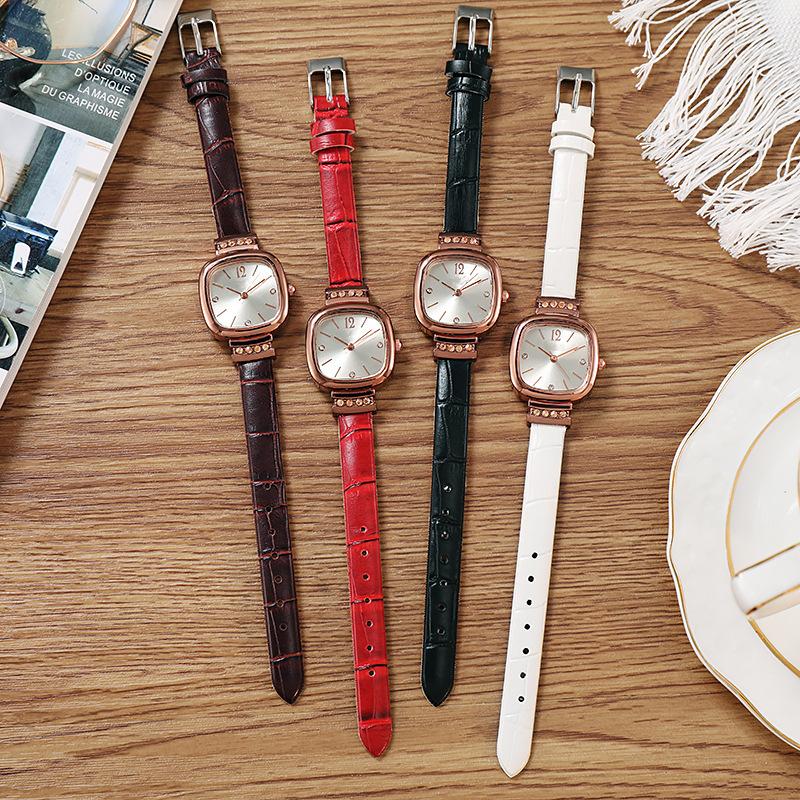 Women Square Brown Quartz Watches Luxury Ladies Leather Strap Simple Wrist Watches for Girls Gift