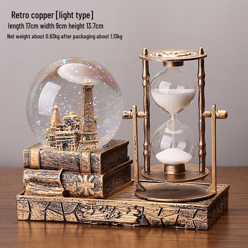 Eiffelturm Kristallkugel Sanduhr - Leuchtendes Studentengeschenk, Harz Desktop-Ornament