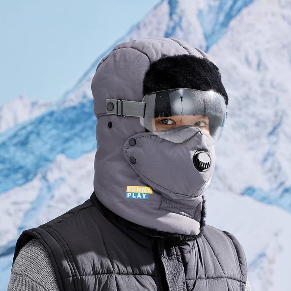 

Plush 3-in-1 Winter Cycling Hat Multifunctional Winter Balaclava Fashion Warm Pullover Hat Hiking темно серый