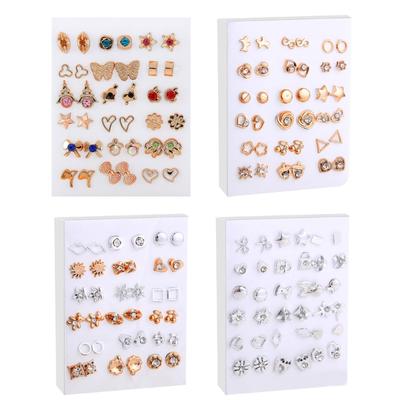 18Pairs Set Gold Silver Studs Earrings  Elegant Mixed Style Heart and Flower Earrings Accessory for Fashion Lovers