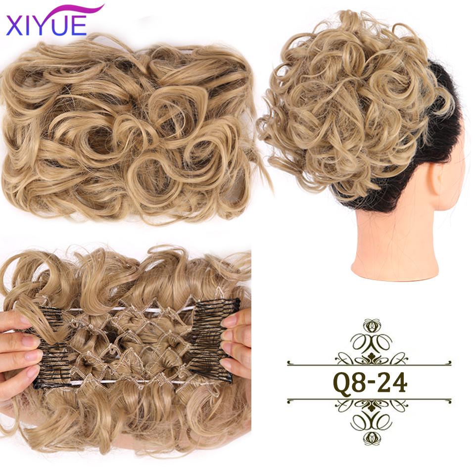 LARGE Comb Clip In Curly Hair Extension Synthetic Hair Pieces Chignon Women Updo Cover Hairpiece Extension Hair Bun