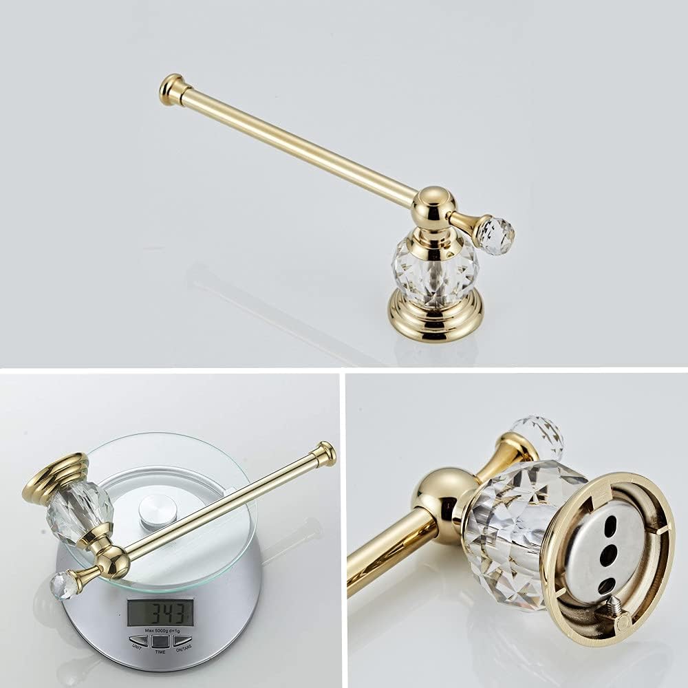 WOLIBEER Crystal Gold Toilet Paper Holder Hand Towel Ring Crystal Bathroom Accessories Set Modern Paper Towel Holder Include 2 Pieces Bathroom