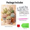 DIY Pearl Painting Canvas Succulents Design Shiny 3D Bead Art Kit Creative Leisure Craft for Living Room Wall Decor