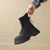 2025 autumn and winter new fashion Martin boots women's platform small man height increase front lace-up muffin platform short boots