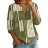 Women's Fashion Cotton Linen Printed 3/4 Sleeve Button Shirt for Casual Wear