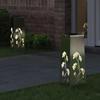 Solar LED Path Light 2 Pcs Silver Galvanized Steel