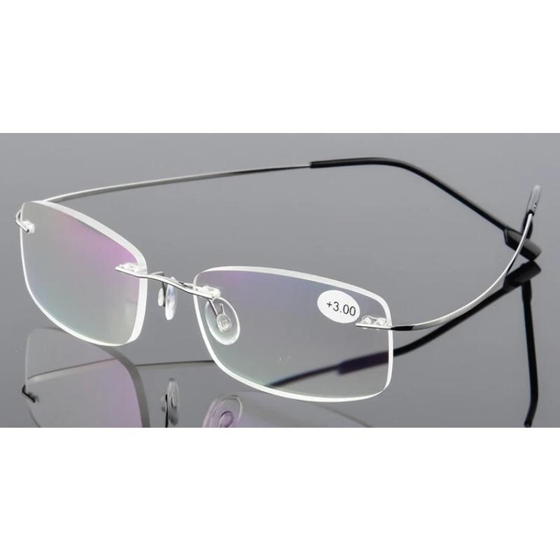 Ultraleichte TR90 Memory Titan Randlose Lesebrille Damen Altersweitsichtbrille