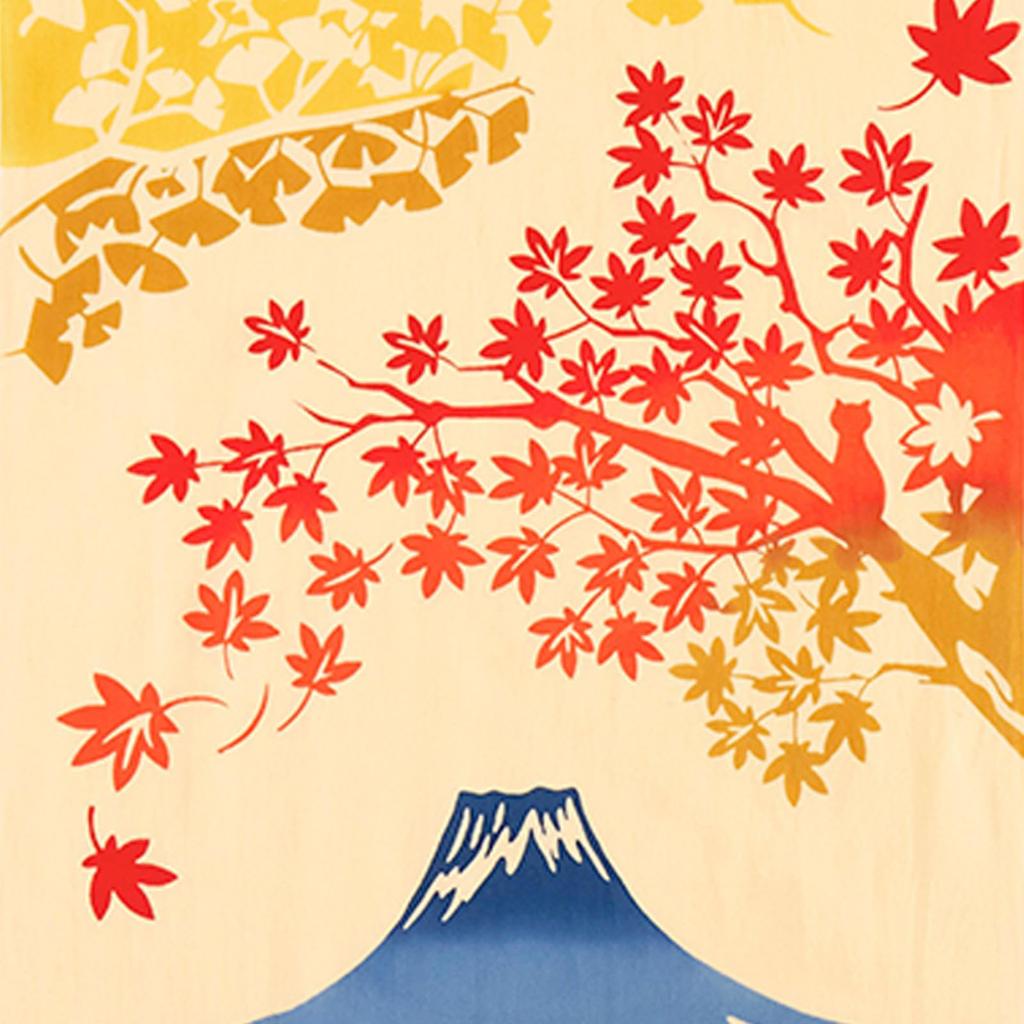 Miyamoto Towel Kenema Tenugui with Momiji and Momiji 35 x Made in Japan Chū-dyed (Tenugui) Leaves, Approx. 90cm,