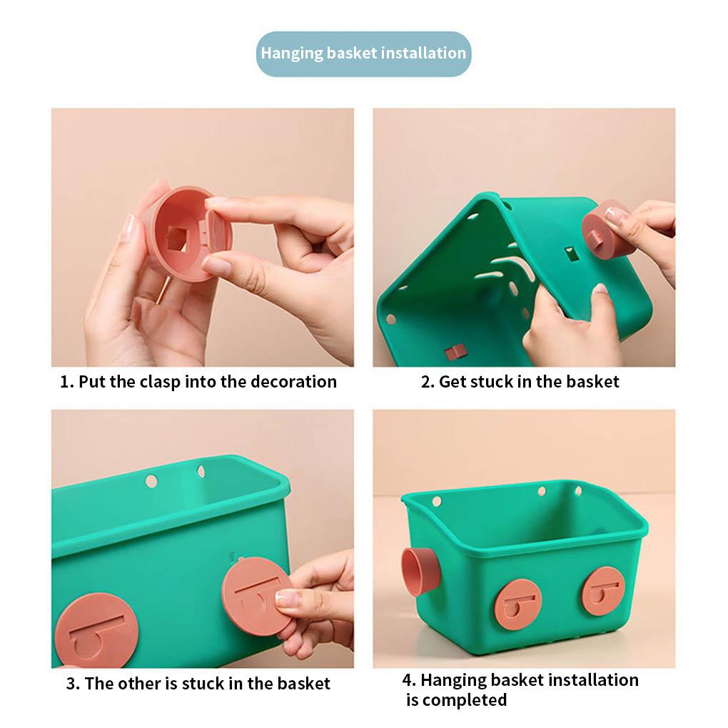 Non-drilling Hanging Storage Basket Multifunctional PP Storage Basket Househlod Bedside Sundries Organizer